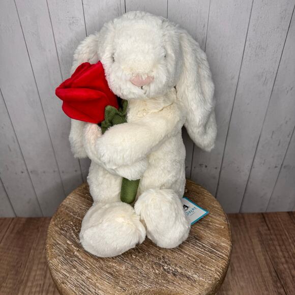 Jellycat Blossom Cream Bunny Rose Jellycat Bashful Bunny Valentines Day NEW - Picture 2 of 13